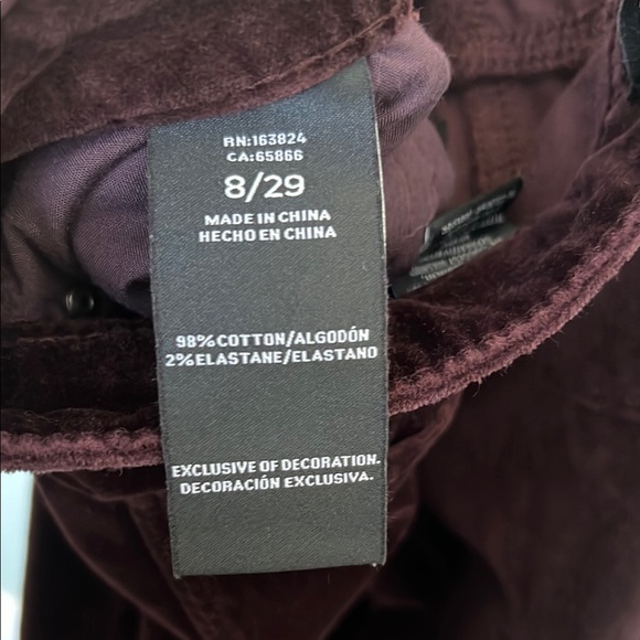 Well Worn - Burgundy High Rise Skinny Velvet Trousers - Picture 6 of 6
